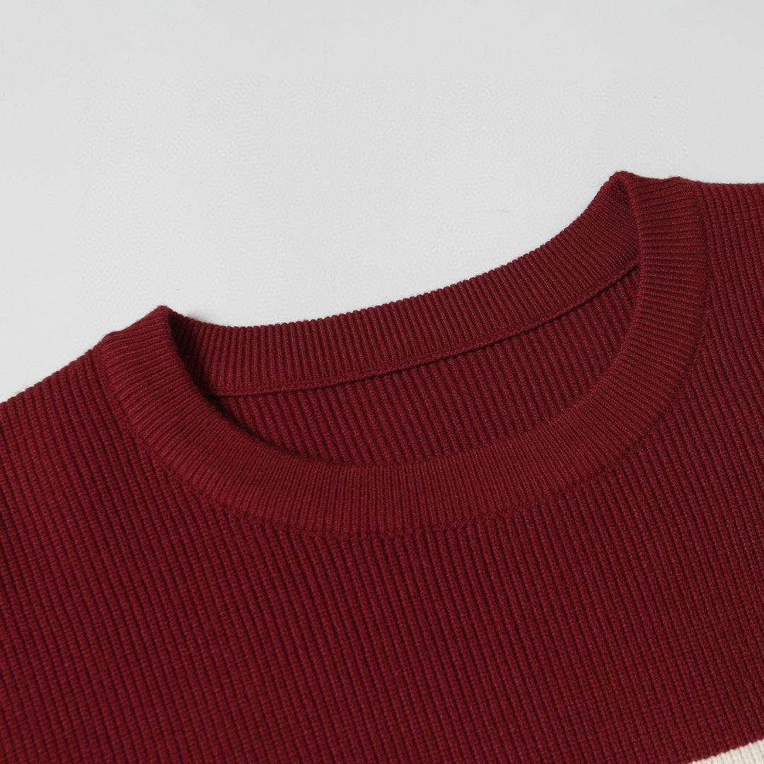 Suéter de cuello redondo de punto con logo jacquard