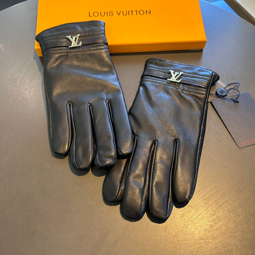 Guantes de piel de oveja para hombre con forro de cachemir