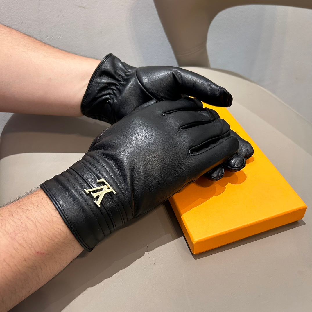 Guantes de piel de oveja para hombre con forro de cachemir