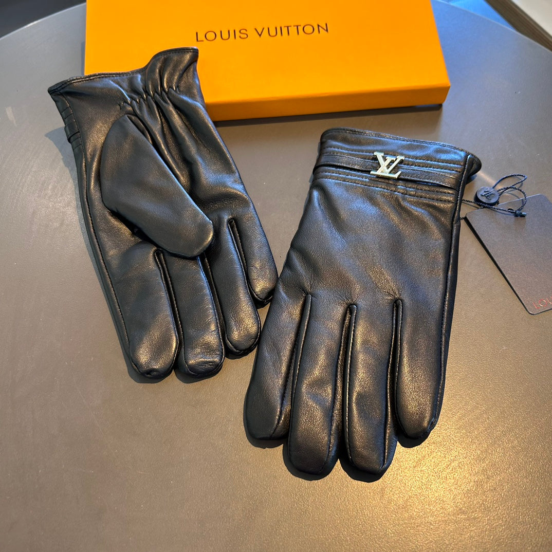 Guantes de piel de oveja para hombre con forro de cachemir