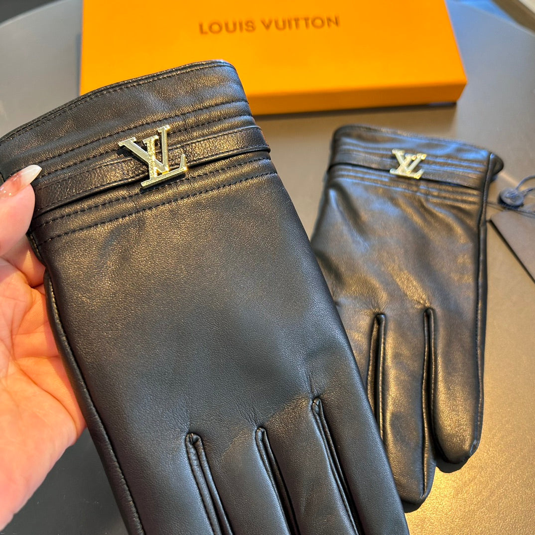 Guantes de piel de oveja para hombre con forro de cachemir