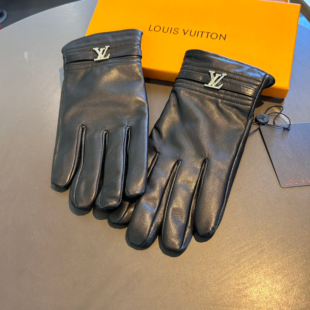 Guantes de piel de oveja para hombre con forro de cachemir