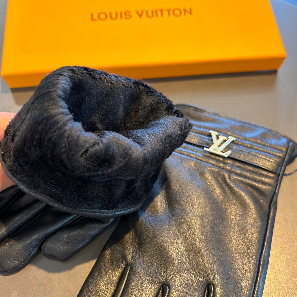 Guantes de piel de oveja para hombre con forro de cachemir