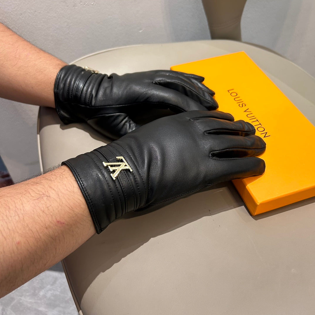 Guantes de piel de oveja para hombre con forro de cachemir