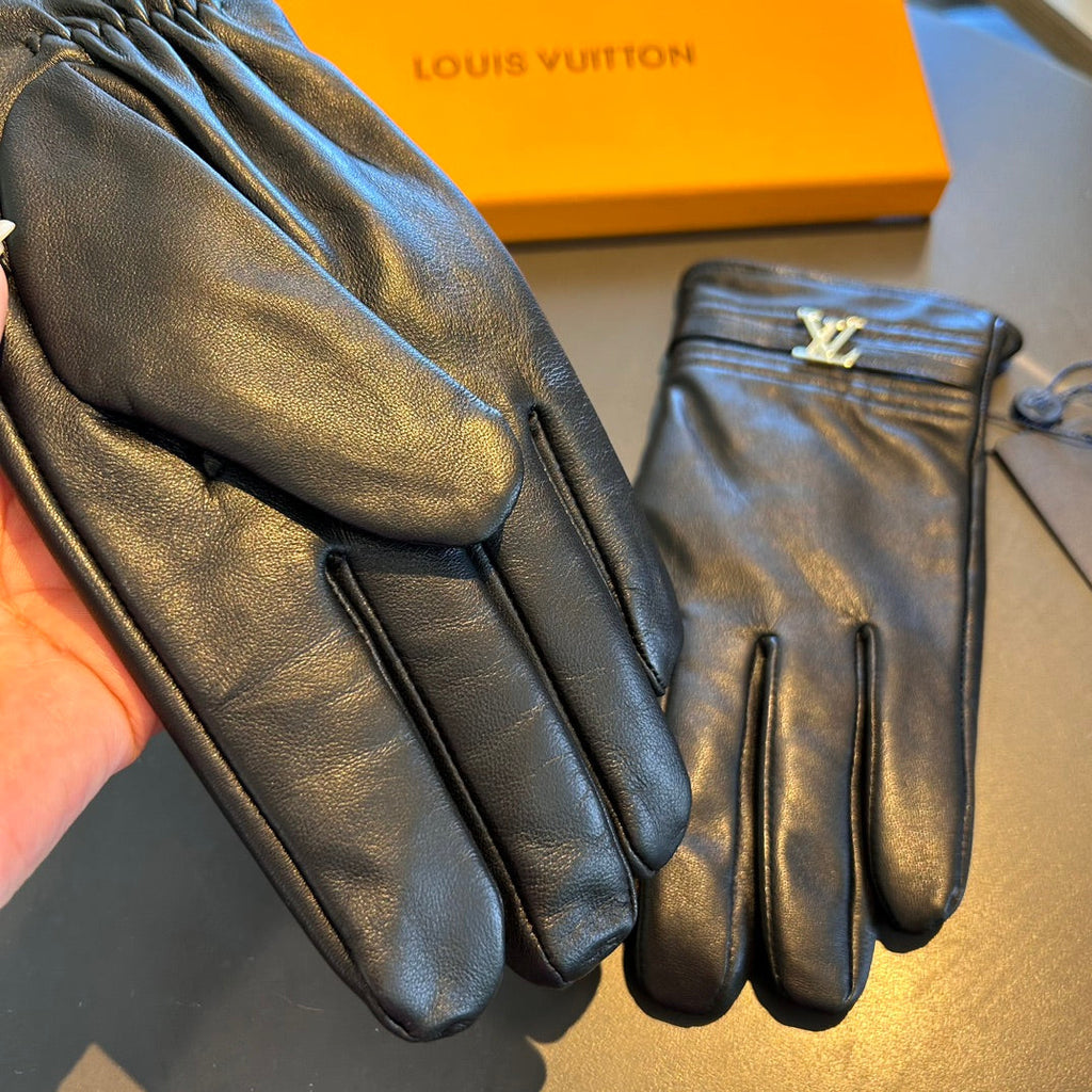 Guantes de piel de oveja para hombre con forro de cachemir