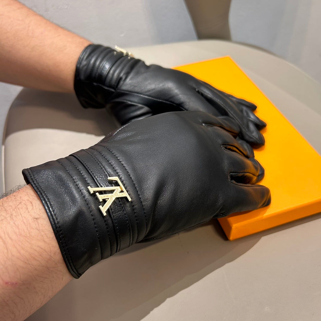 Guantes de piel de oveja para hombre con forro de cachemir