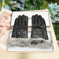 Guantes de lujo de piel de oveja con forro de piel de conejo