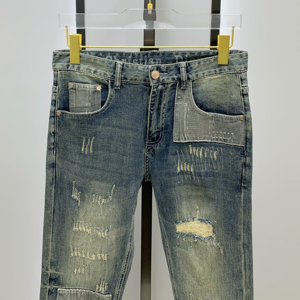 Pantalones vaqueros de mezclilla vintage premium para hombre