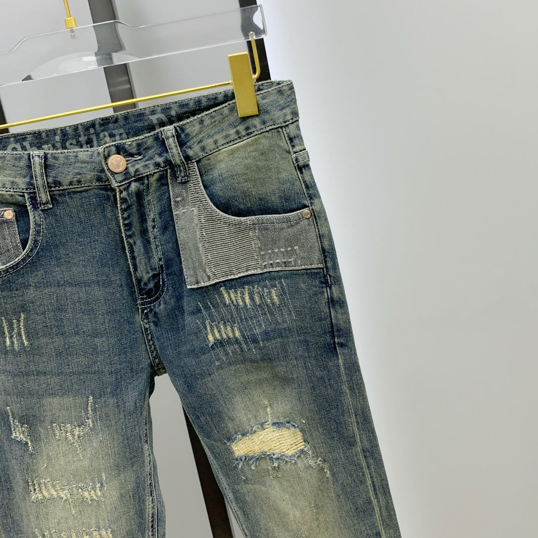 Pantalones vaqueros de mezclilla vintage premium para hombre