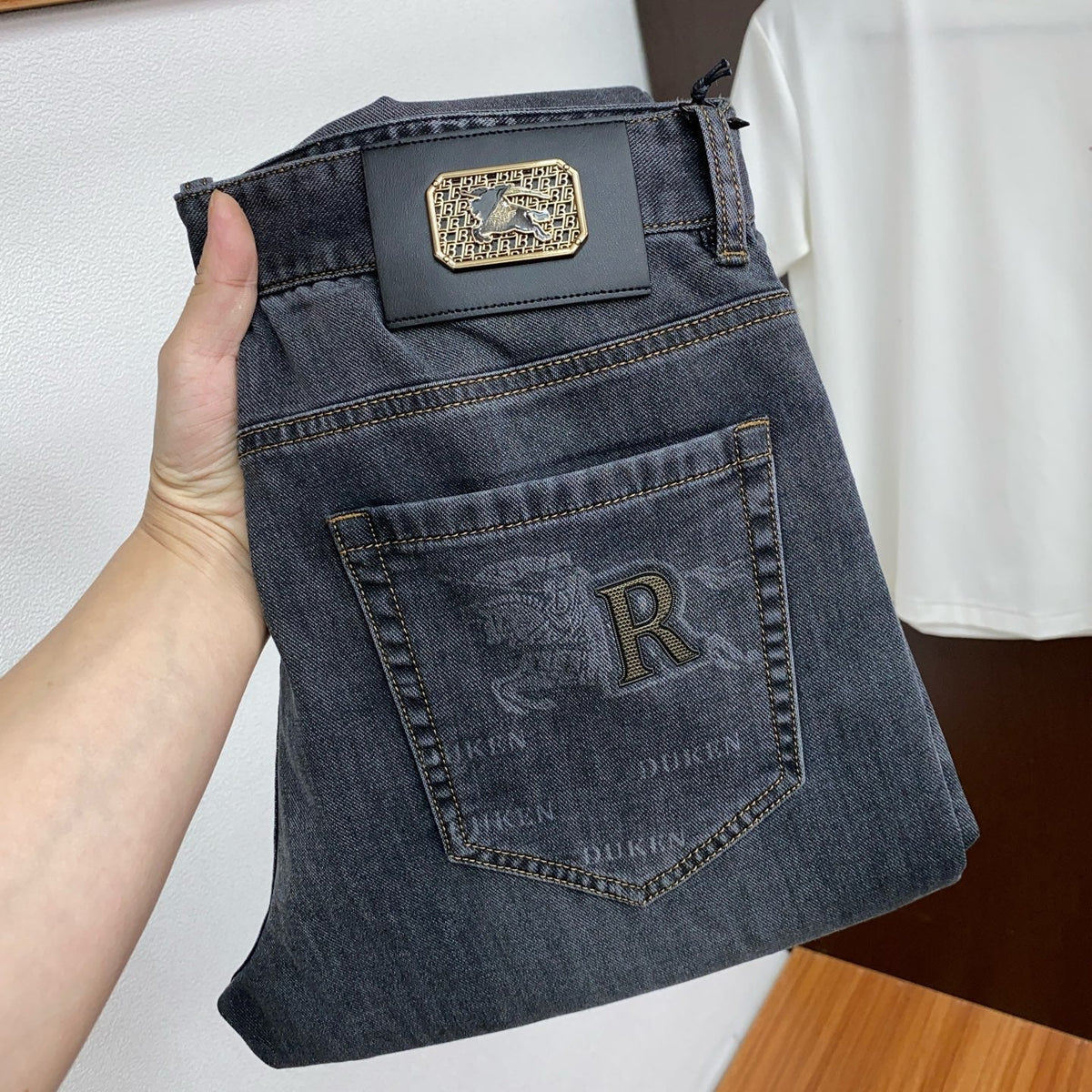 Pantalones vaqueros elásticos de corte recto y ajustado para hombre
