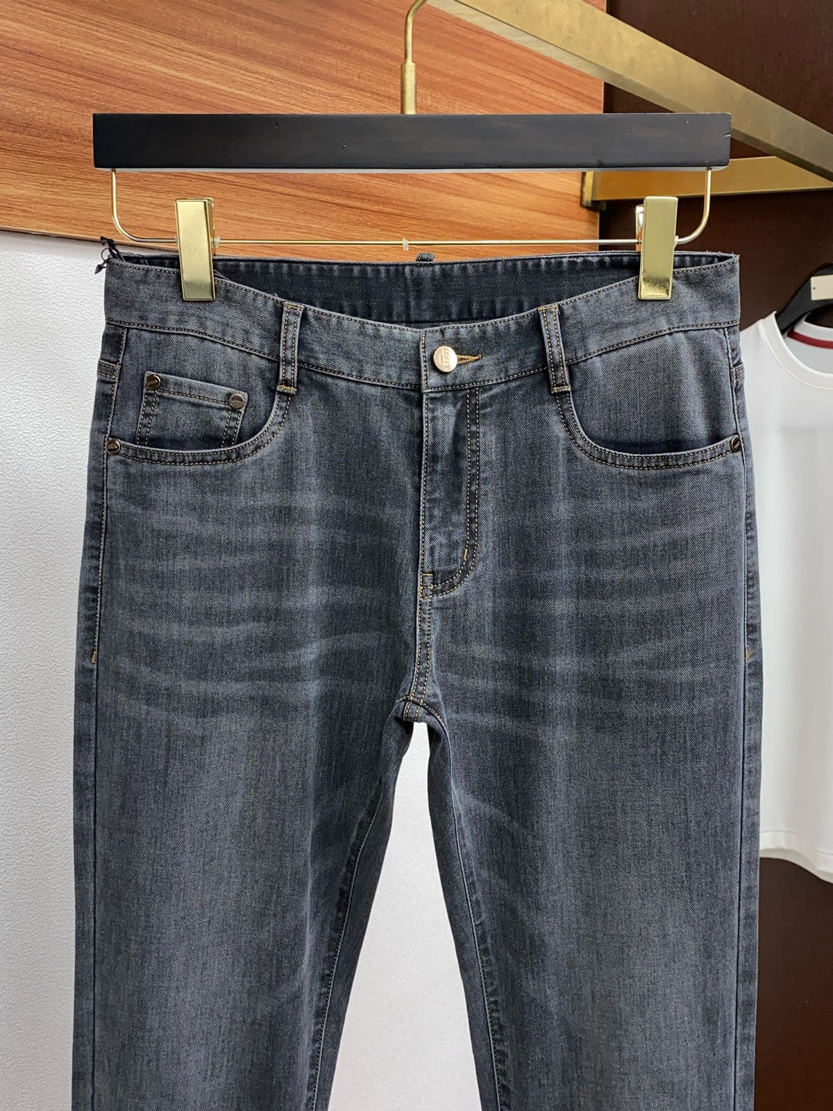 Pantalones vaqueros elásticos de corte recto y ajustado para hombre
