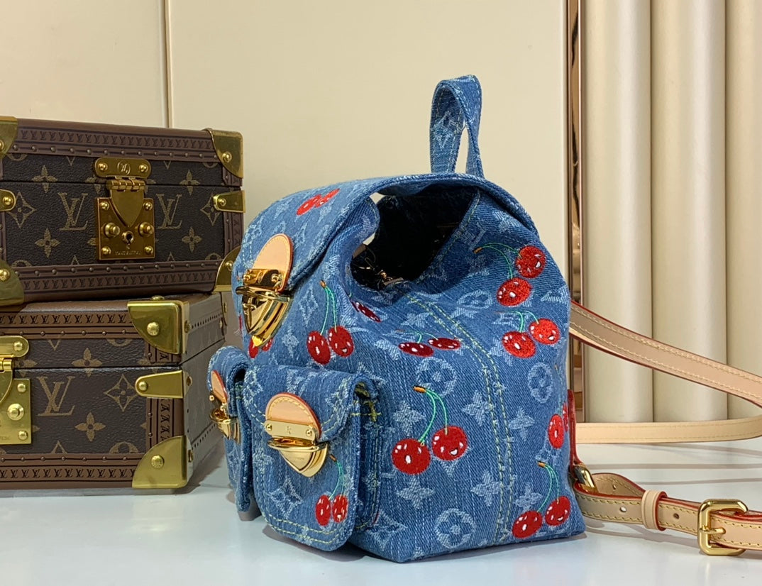 Mochila Monogram Denim Cereza