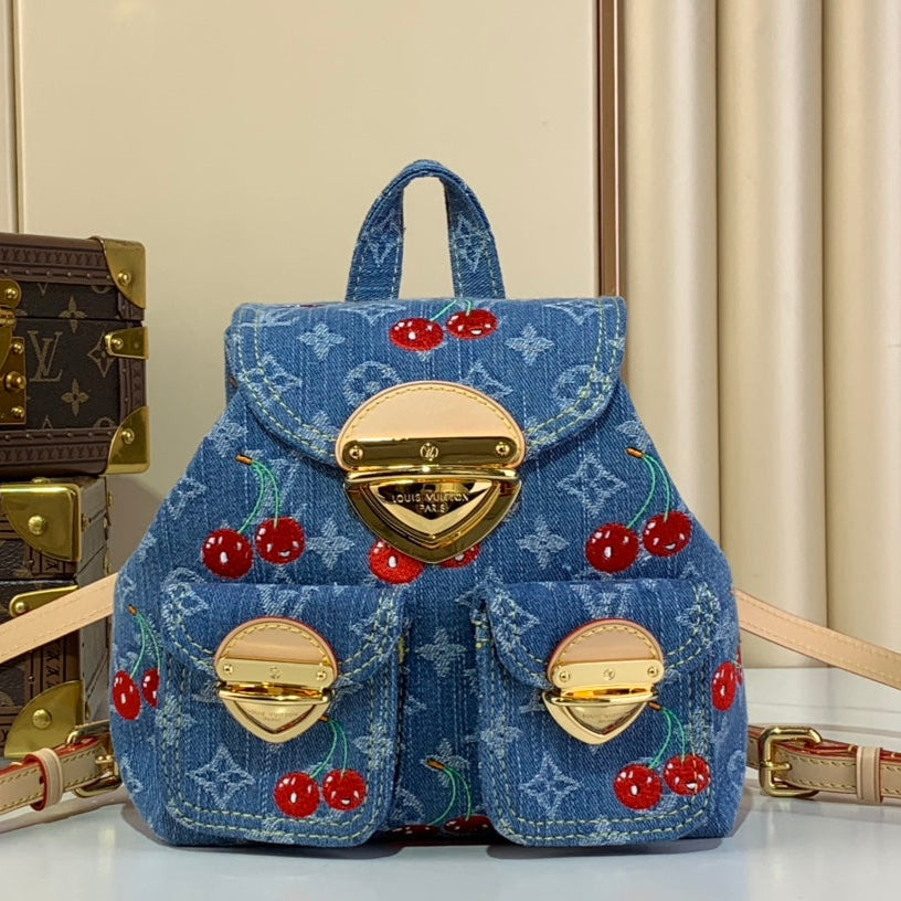 Mochila Monogram Denim Cereza