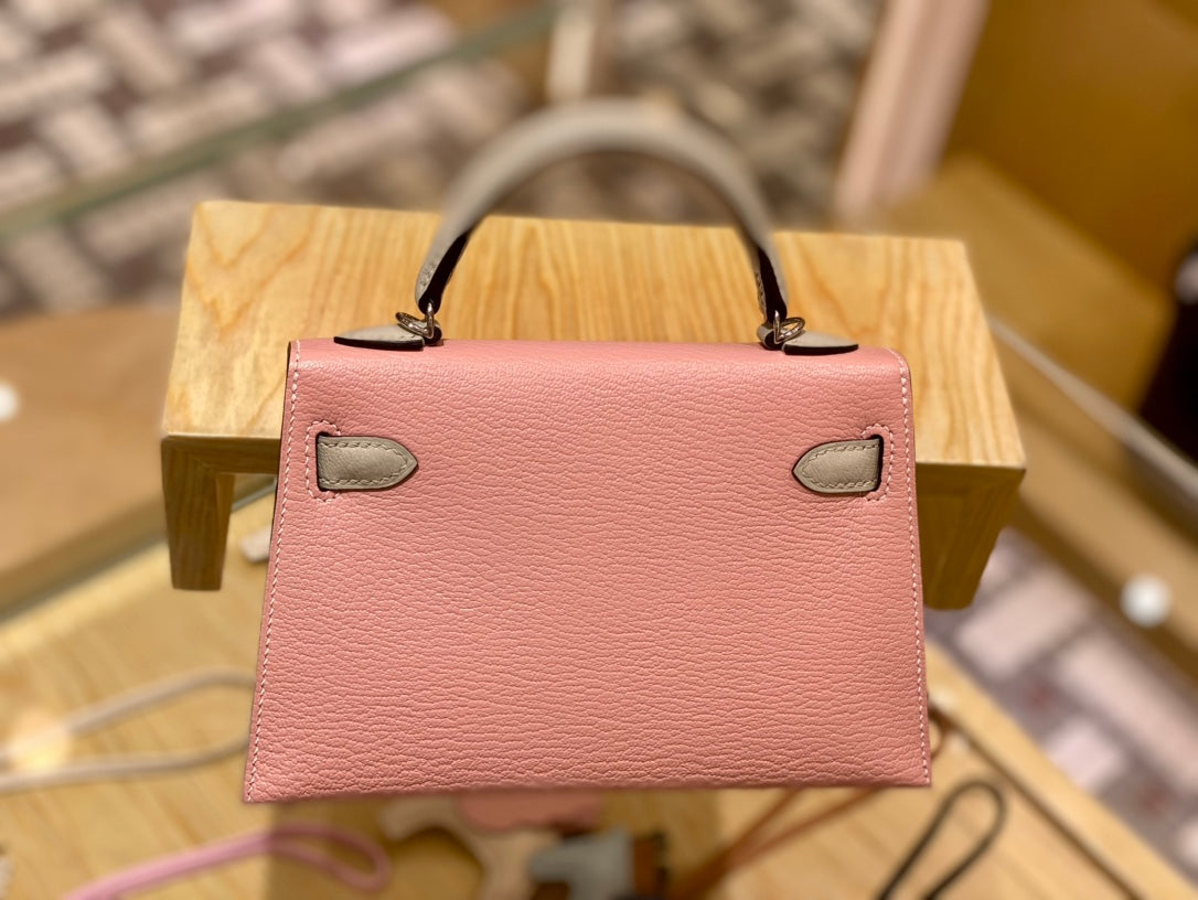 Bolso Sakura rosa y gris perla 19