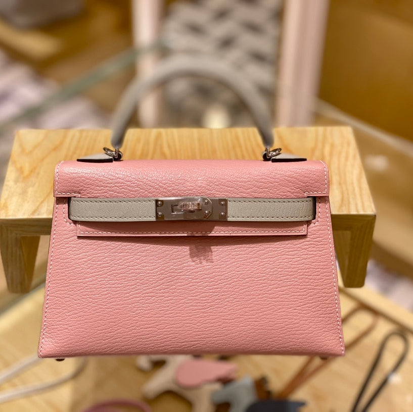 Bolso Sakura rosa y gris perla 19