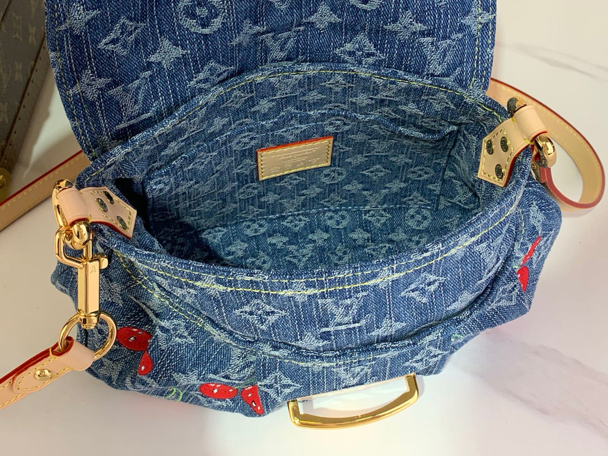 Bolso de hombro Monogram Denim Cereza