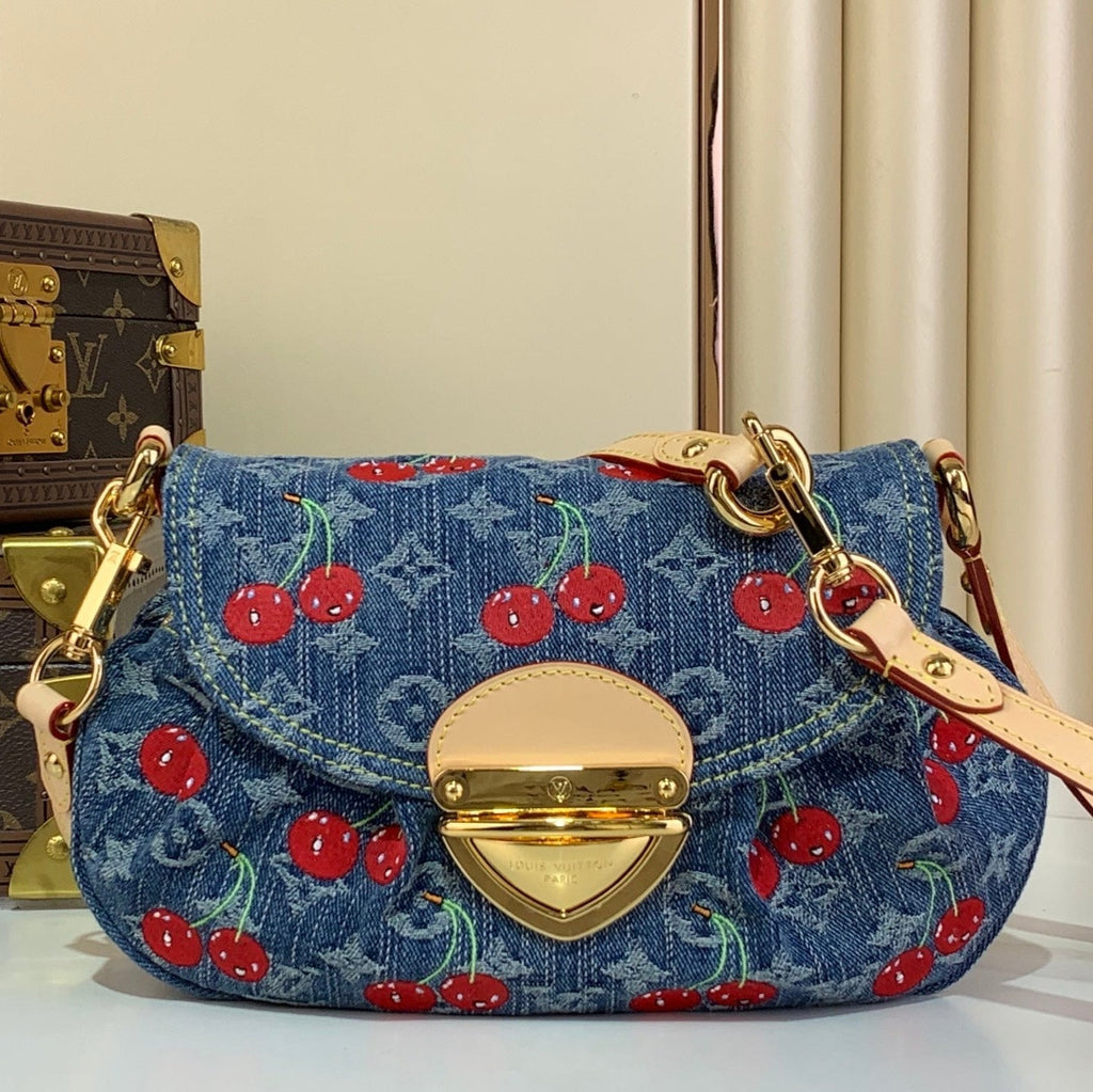 Bolso de hombro Monogram Denim Cereza