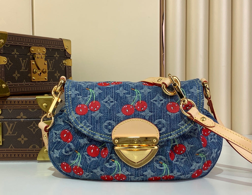 Bolso de hombro Monogram Denim Cereza
