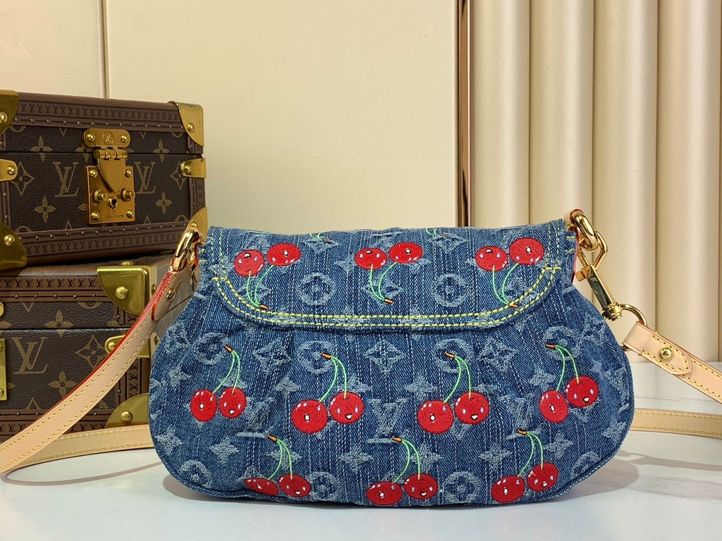 Bolso de hombro Monogram Denim Cereza