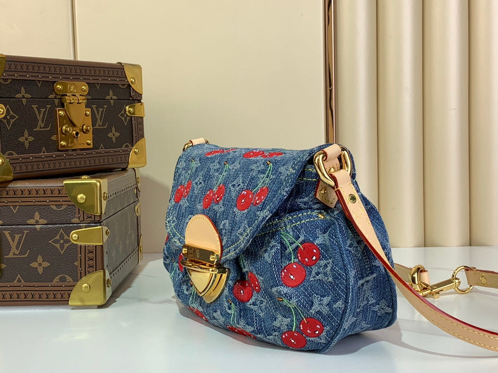 Bolso de hombro Monogram Denim Cereza
