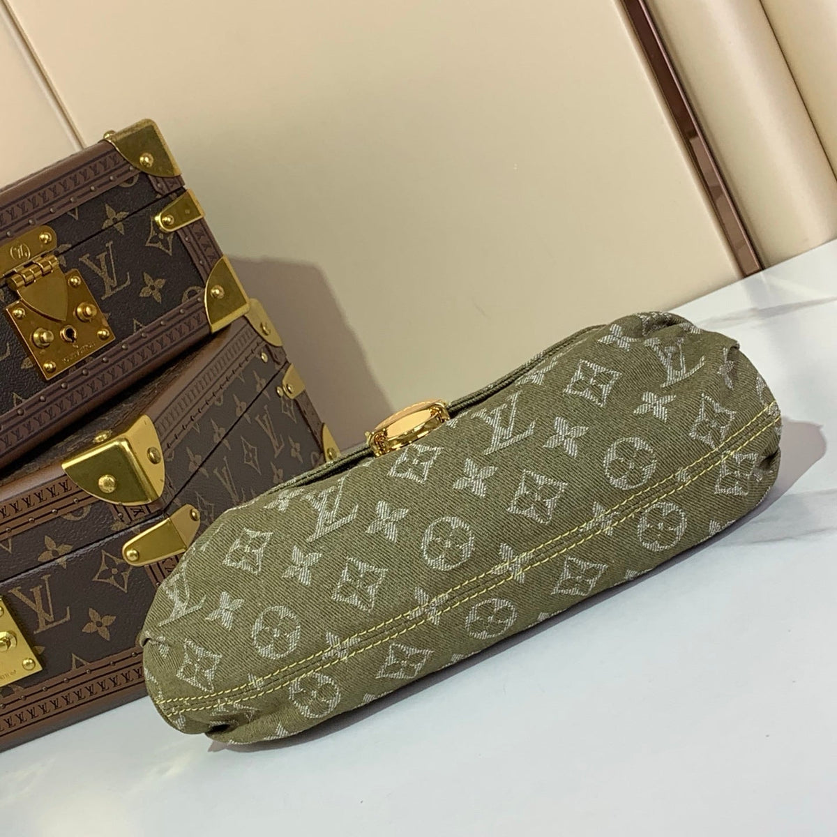Bolso bandolera vintage de mezclilla verde