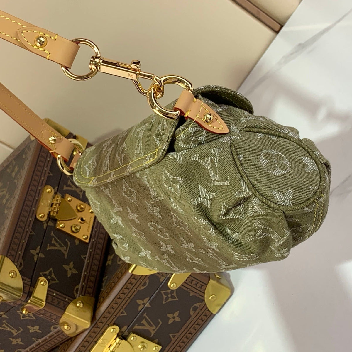 Bolso bandolera vintage de mezclilla verde