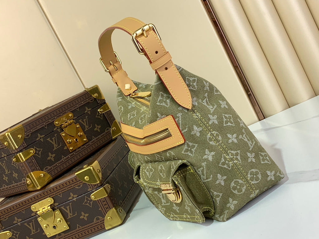 Bolso bandolera vintage de mezclilla verde