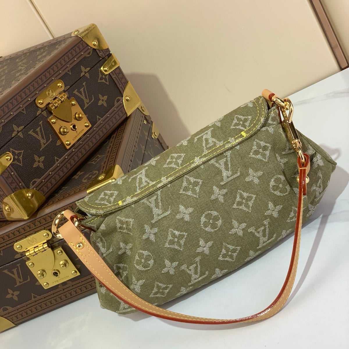 Bolso bandolera vintage de mezclilla verde