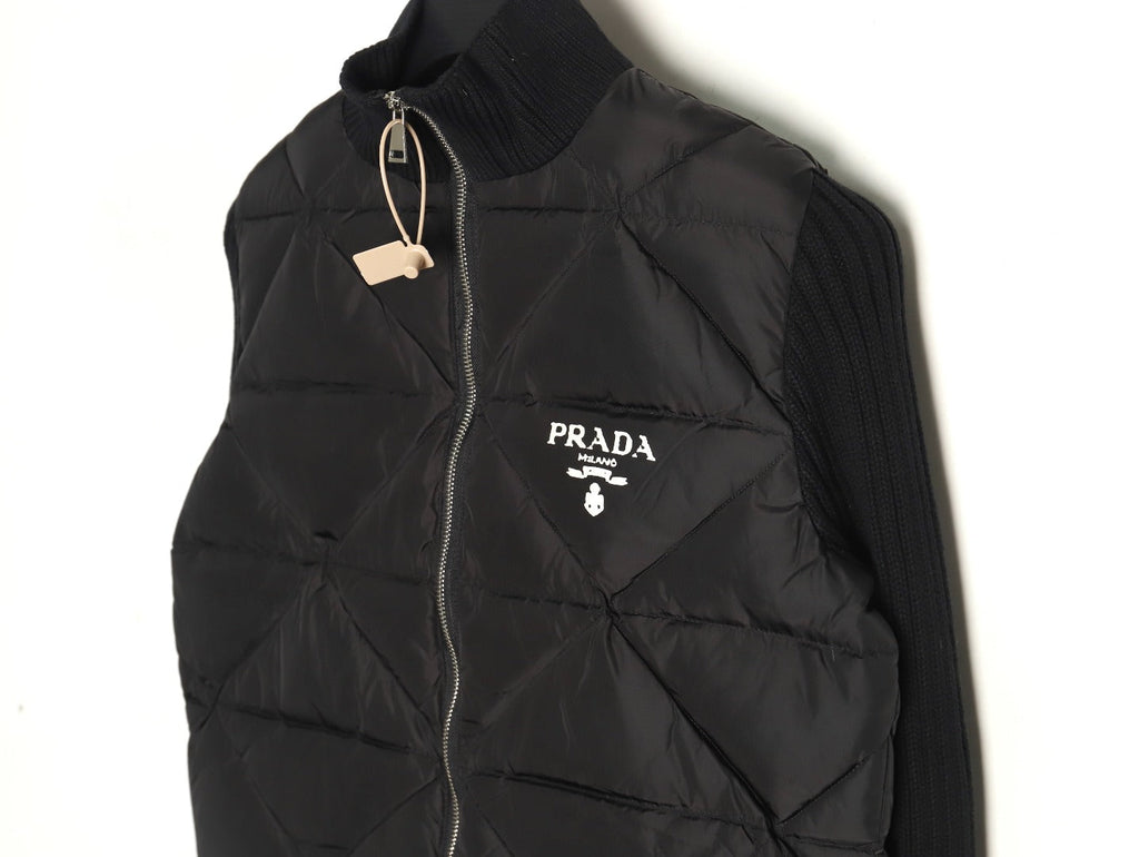 Chaqueta de plumas con patchwork de diamantes