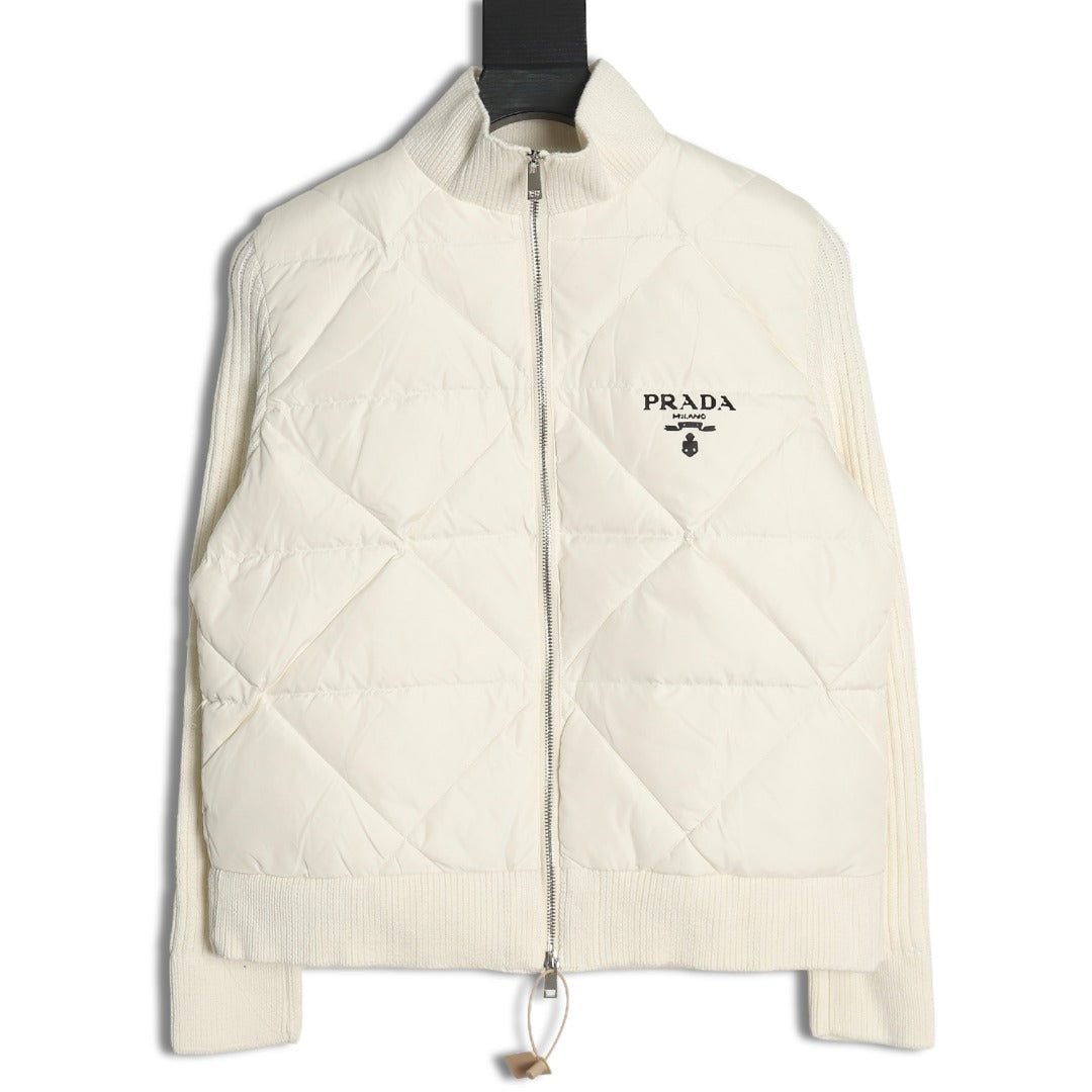 Chaqueta de plumas con patchwork de diamantes