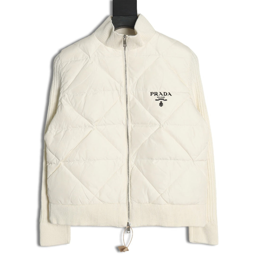 Chaqueta de plumas con patchwork de diamantes
