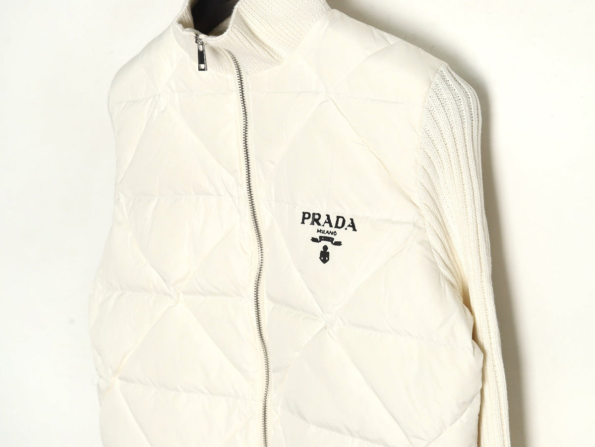Chaqueta de plumas con patchwork de diamantes