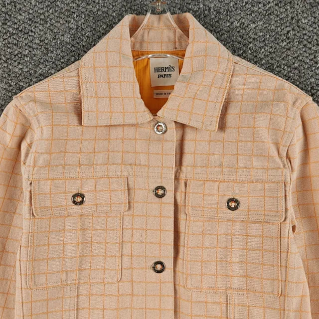 Chaqueta de lana a cuadros beige